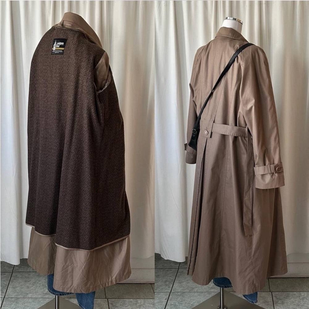 Vintage 1980s London Fog Trench Coat Brown size 14 - Picture 8 of 8